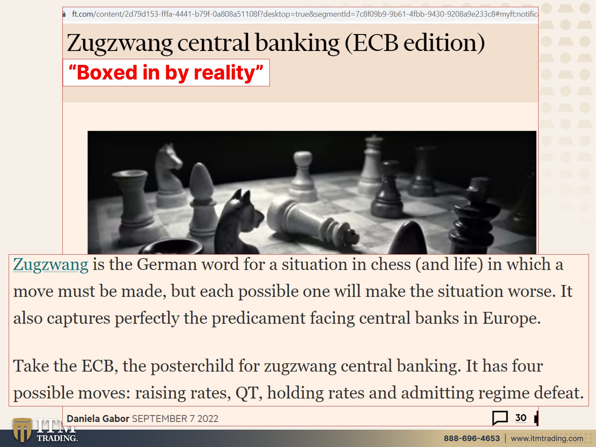 Zugzwang central banking (ECB edition)