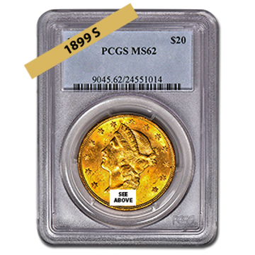 Picture of 1899S $20 Gold Liberty Double Eagle Coin MS62*