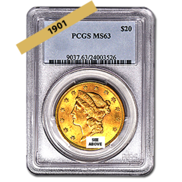 Picture of 1901 $20 Gold Liberty Double Eagle Coin MS63 