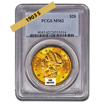 Picture of 1903S $20 Gold Liberty Double Eagle Coin MS62 