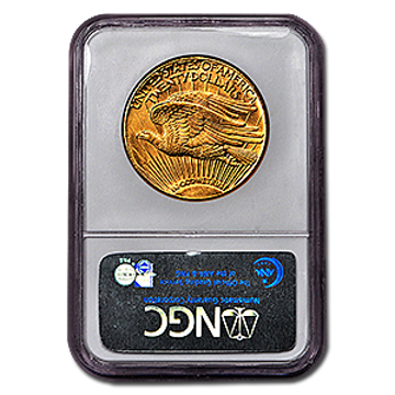 Picture of 1908WM $20 Gold Saint Gaudens Double Eagle Coin MS62 