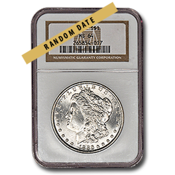 morgan silver dollar coin ms64, 1878-1904, pre 1933 silver coin, semi-numismatic silver coin, silver bullion, silver coin, silver bullion coin