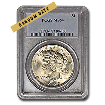 peace silver dollar ms64, 1922-1935, pre 1933 silver coin, semi-numismatic silver coin, silver bullion, silver coin, silver bullion coin