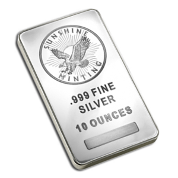 10 oz sunshine silver bar, silver bullion, silver bar, silver bullion bar