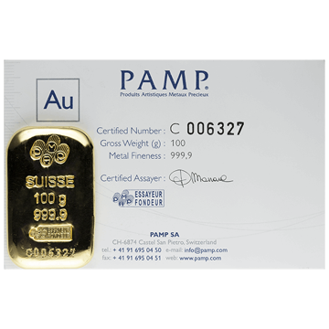 100 gram credit fortuna suisse gold bar w/ assay gold bullion, gold bar, gold bullion bar