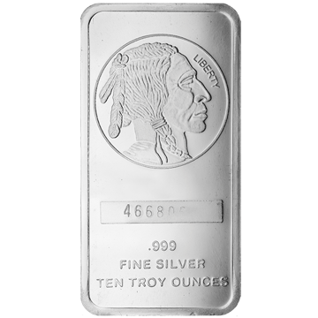 10 oz buffalo silver bar, silver bullion, silver bar, silver bullion bar