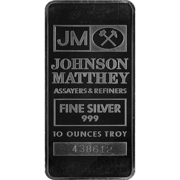 10 oz johnson matthey silver bar, silver bullion, silver bar, silver bullion bar