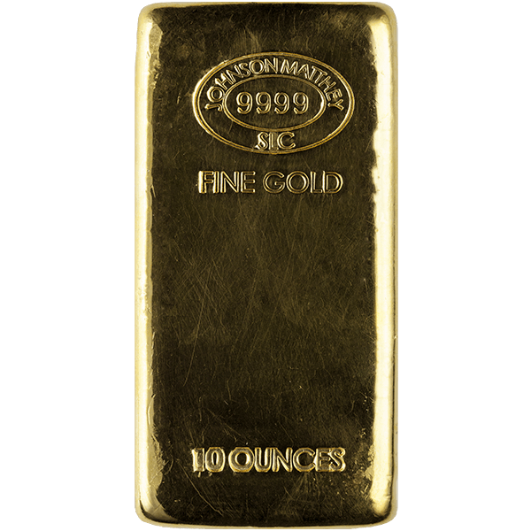10 oz johnson matthey gold bar, w/ assay, gold bullion, gold bar, gold bullion bar