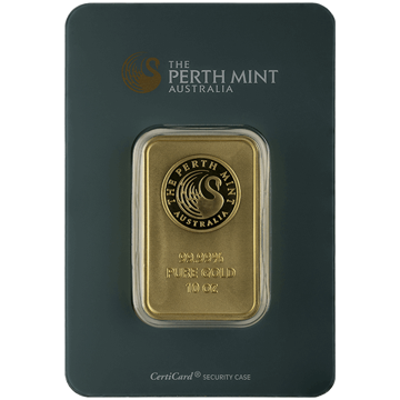 10 oz perth mint gold bar w/ assay, gold bullion, gold bar, gold bullion bar