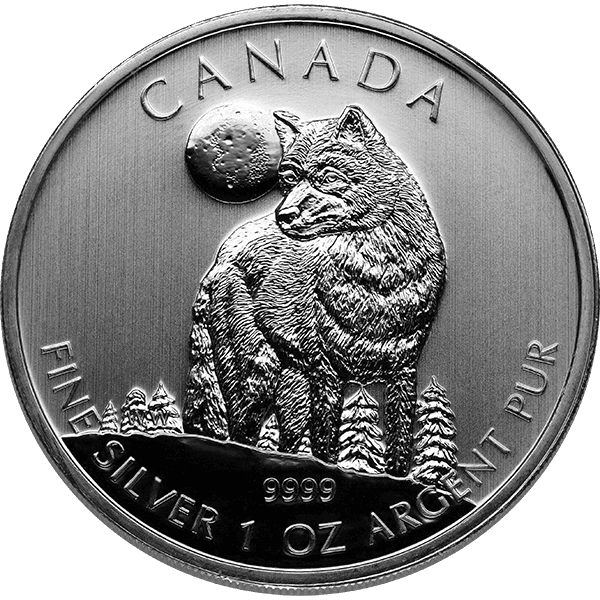 2011 1 oz canadian silver wolf $5 dollar silver coin, silver bullion, silver coin, silver bullion coin