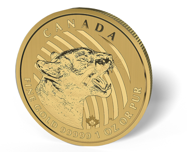Picture of 2015 1 oz Canadian Gold Maple Leaf Growling Cougar
