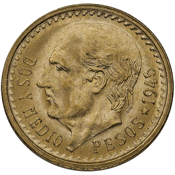 2.50 peso mexican gold coin, random year, gold bullion, gold coin, gold bullion coin