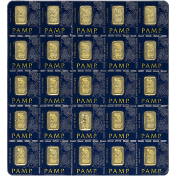 25 gram pamp suisse divisible gold bar 25 × 1g, w/ assay, gold bullion, gold bar, gold bullion bar