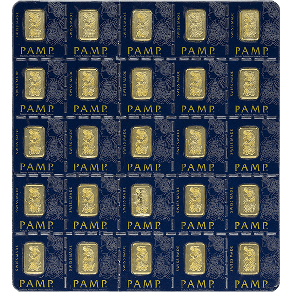25 gram pamp suisse divisible gold bar 25 × 1g, w/ assay, gold bullion, gold bar, gold bullion bar