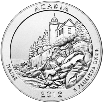 2012 5 oz america the beautiful - acadia national park silver coin quarter, silver bullion, silver coin, silver bullion coin