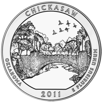 2011 5 oz america the beautiful - chickasaw national park silver coin quarter, silver bullion, silver coin, silver bullion coin