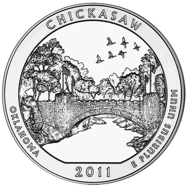 2011 5 oz america the beautiful - chickasaw national park silver coin quarter, silver bullion, silver coin, silver bullion coin