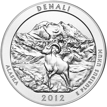 2012 5 oz america the beautiful - denali national park silver coin quarter, silver bullion, silver coin, silver bullion coin