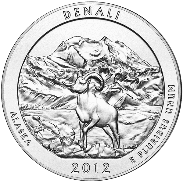 2012 5 oz america the beautiful - denali national park silver coin quarter, silver bullion, silver coin, silver bullion coin