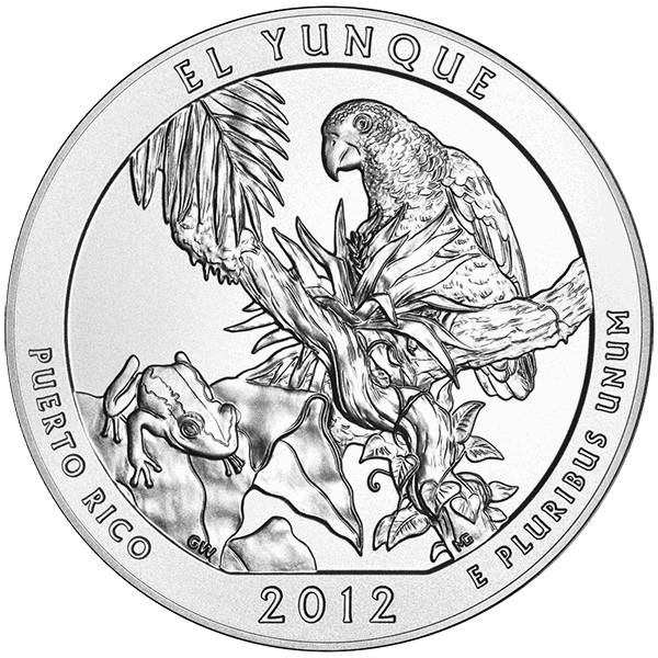 2012 5 oz america the beautiful - el yunque national park silver coin quarter, silver bullion, silver coin, silver bullion coin