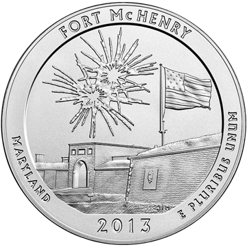 2013 5 oz america the beautiful - fort mchenry national park silver coin quarter, silver bullion, silver coin, silver bullion coin