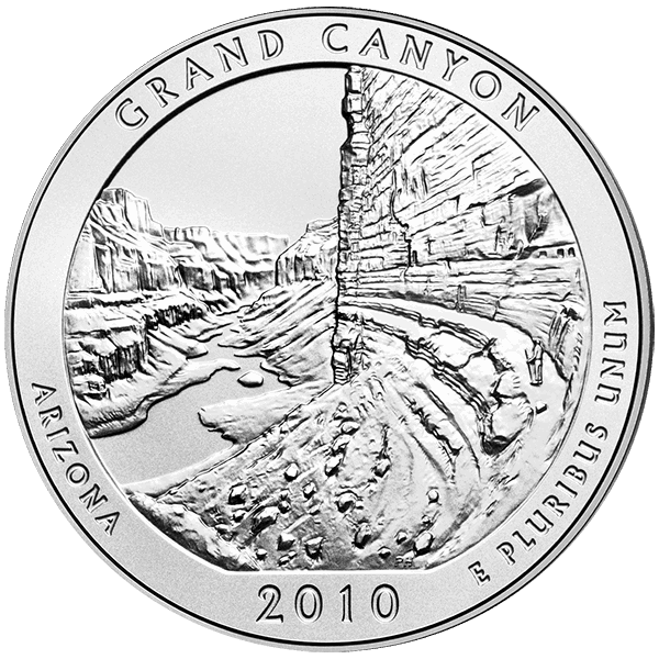 2010 5 oz america the beautiful - grand canyon national park silver coin quarter, silver bullion, silver coin, silver bullion coin