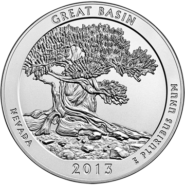 2013 5 oz america the beautiful - great basin national park silver coin quarter, silver bullion, silver coin, silver bullion coin