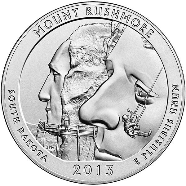 2013 5 oz america the beautiful - mount rushmore national park silver coin quarter, silver bullion, silver coin, silver bullion coin