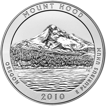2010 5 oz america the beautiful - mount hood national park silver coin quarter, silver bullion, silver coin, silver bullion coin