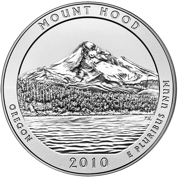 2010 5 oz america the beautiful - mount hood national park silver coin quarter, silver bullion, silver coin, silver bullion coin