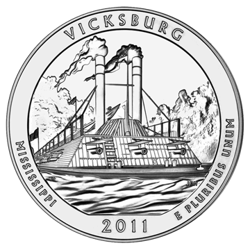 2011 5 oz america the beautiful - vicksburg national park silver coin quarter, silver bullion, silver coin, silver bullion coin