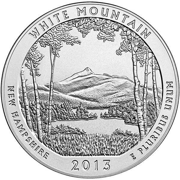 2013 5 oz america the beautiful - white mountains national park silver coin quarter, silver bullion, silver coin, silver bullion coin