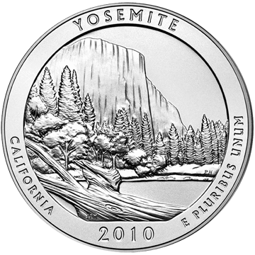2010 5 oz america the beautiful - yosemite national park silver coin quarter, silver bullion, silver coin, silver bullion coin