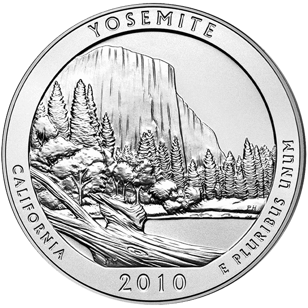 2010 5 oz america the beautiful - yosemite national park silver coin quarter, silver bullion, silver coin, silver bullion coin