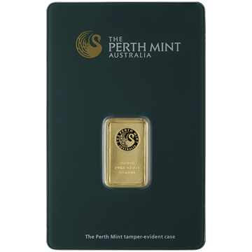 5 gram perth mint gold bar w/ assay, gold bullion, gold bar, gold bullion bar