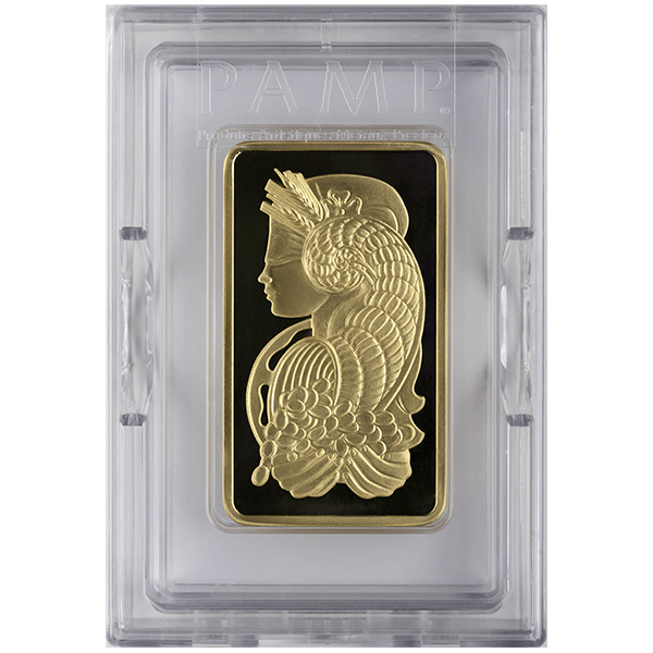 5 oz pamp suisse fortuna gold bar w/ assay, gold bullion, gold bar, gold bullion bar