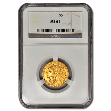 Picture of $5 Indian Head Gold Coins MS61