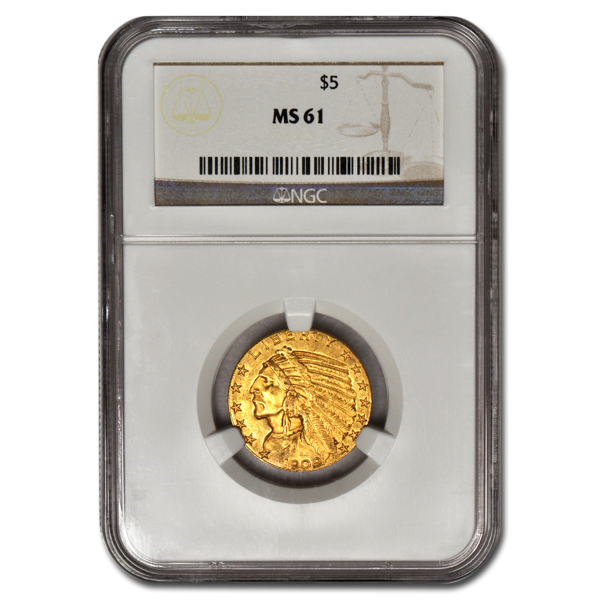 Picture of $5 Indian Head Gold Coins MS61