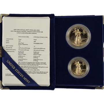 1.5 oz 2-coin proof american gold eagle set, random year, w/ coa, gold bullion, gold coin, gold bullion coin