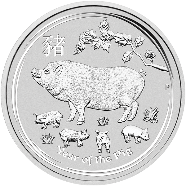 silver bullion, silver coin, 2019 1 oz australian silver lunar pig coin