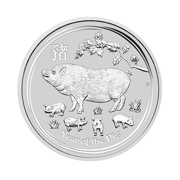 silver bullion, silver coin, 2019 1/2 oz australian silver lunar pig coin