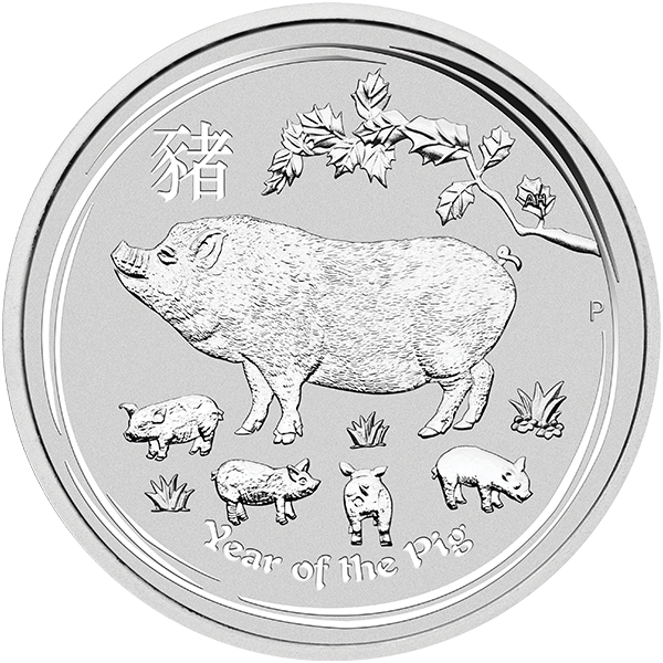 silver bullion, silver coin, 2019 10 oz australian silver lunar pig coin
