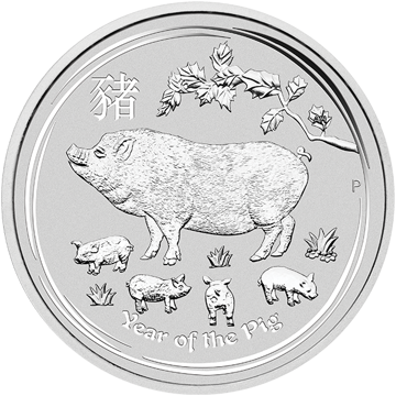 silver bullion, silver coin, 2019 5 oz australian silver lunar pig coin
