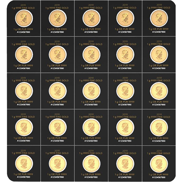 2019 25 Gram Canadian Gold MapleGram (25 x 1 gram, w/ Assay) | ITM ...