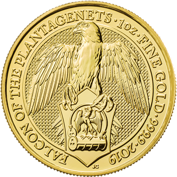 2019 1 oz british gold queen’s beast falcon coin, gold bullion, gold coin, gold bullion coin
