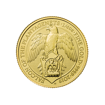 2019 1/4 oz british gold queen’s beast falcon coin, gold bullion, gold coin, gold bullion coin