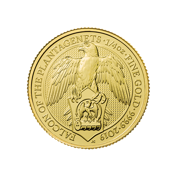 2019 1/4 oz british gold queen’s beast falcon coin, gold bullion, gold coin, gold bullion coin