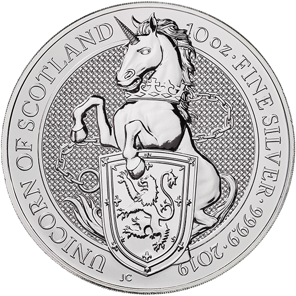 silver bullion, 2019 10 oz british silver queens beast unicorn, 10 pound, silver coin