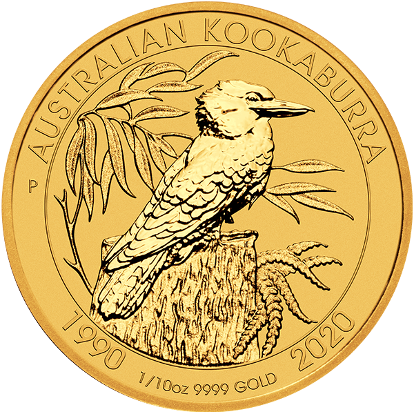 2020 1/10 oz australian gold kookaburra coin, gold bullion, gold coin, gold bullion coin