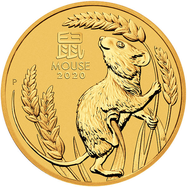 2020 2 oz australian gold lunar mouse coin, gold bullion, gold coin, gold bullion coin